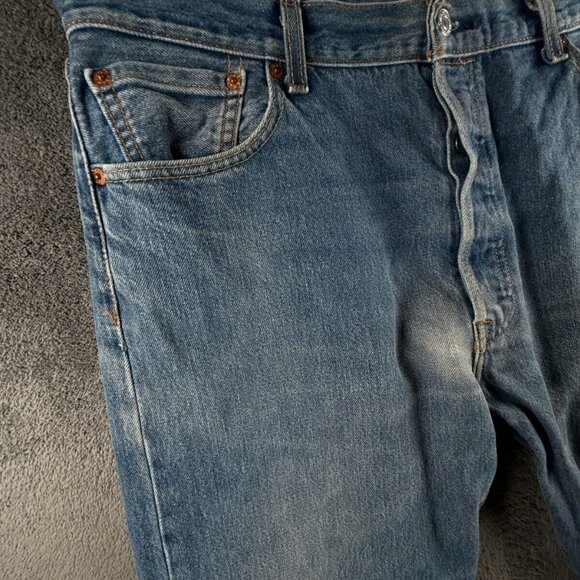 Levi’s 501 ACTL 37x29 Blue Denim Jeans Straight Leg Button Fly Classic Outdoor - Picture 3 of 16